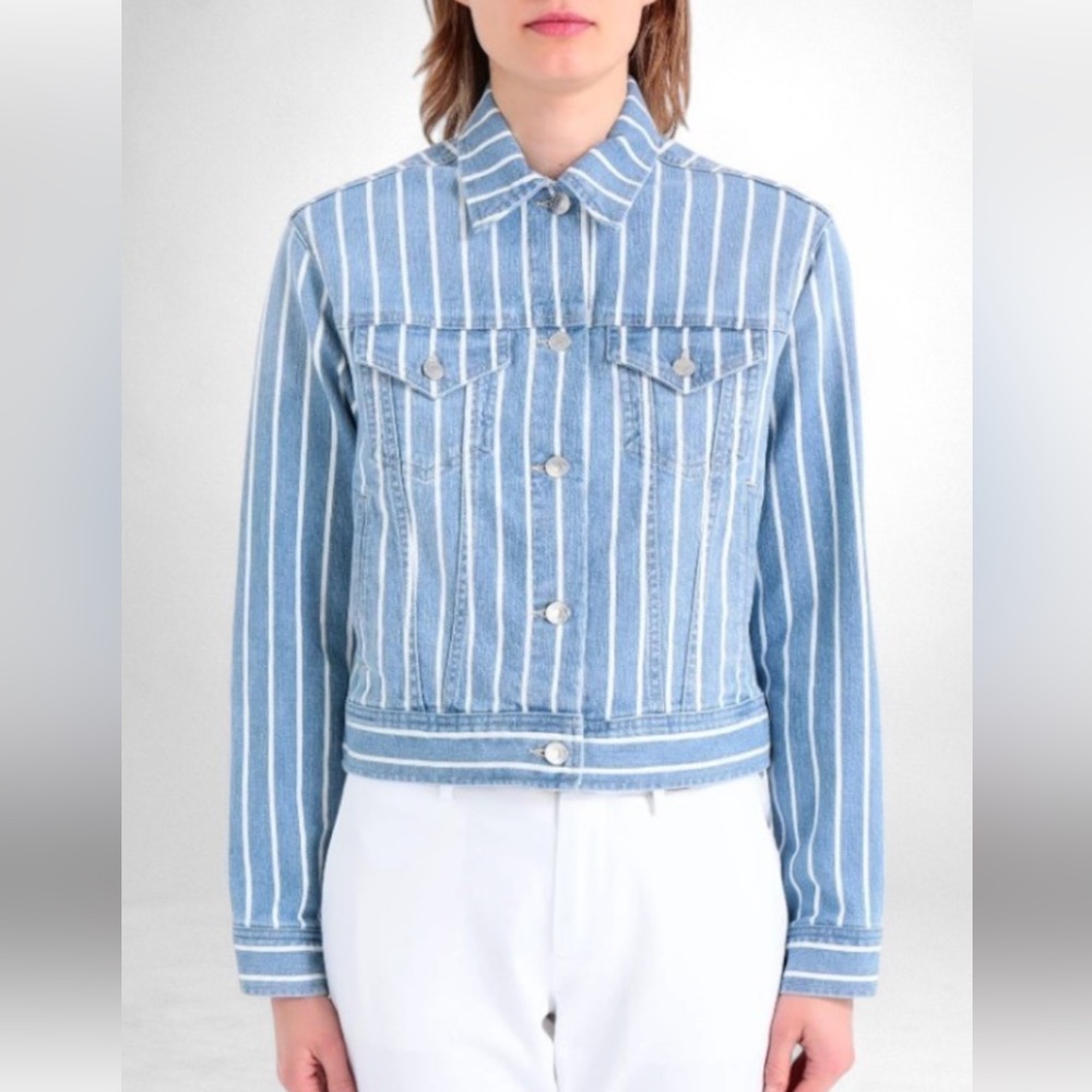 Lauren By Ralph Lauren Blue and White Striped denim Jacket Sz XS - Picture 2 of 9